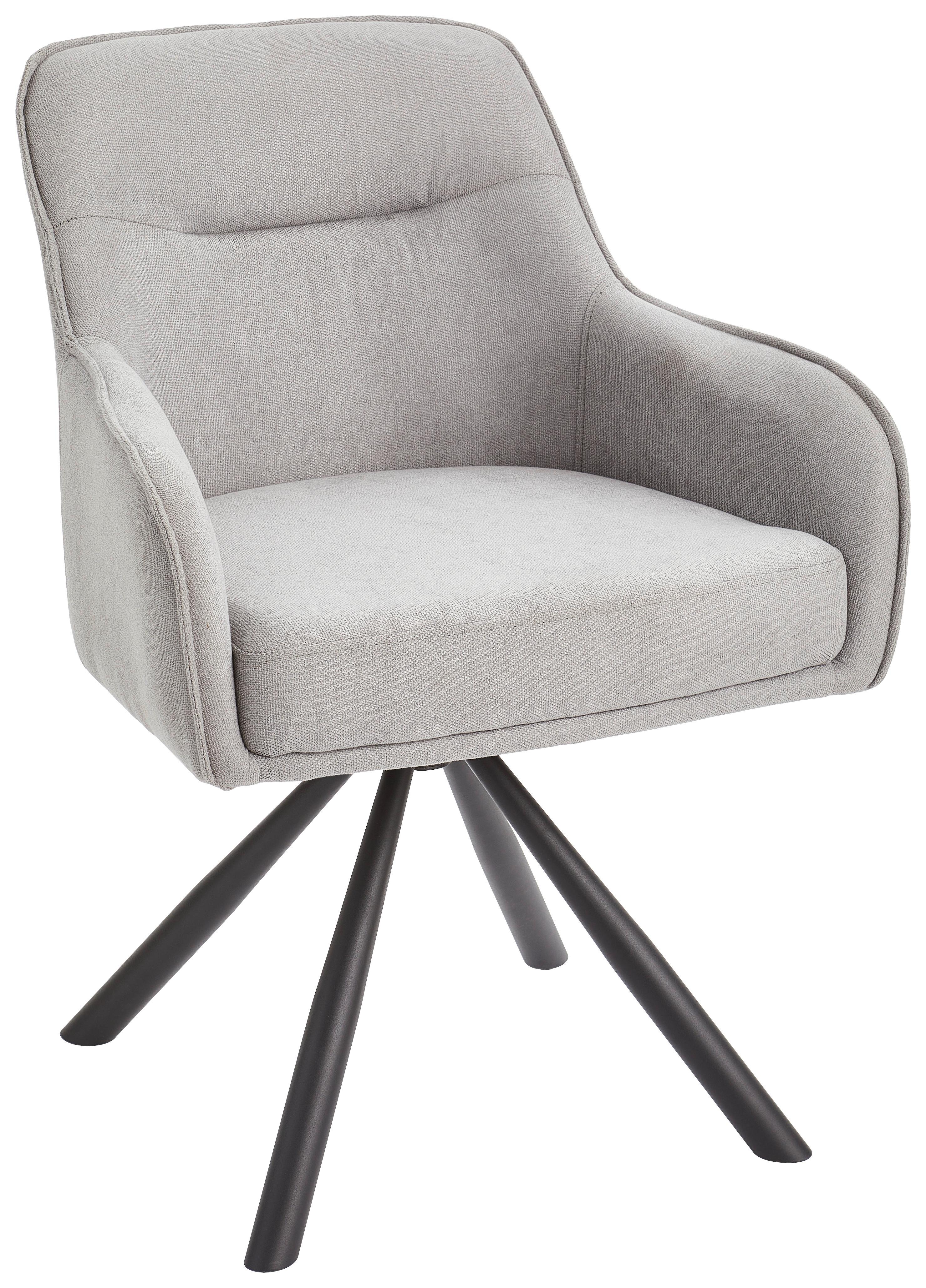 KRZESŁO Z PODŁOKIETNIKAMI ANNA - jasnoszary/czarny, Modern, metal/tkanina (61/85/61cm) - Livetastic