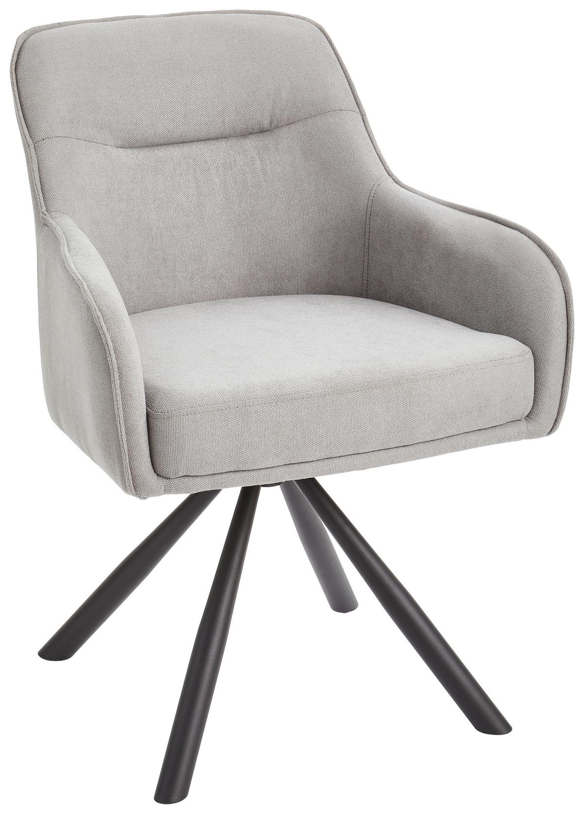 KRZESŁO Z PODŁOKIETNIKAMI ANNA - jasnoszary/czarny, Modern, metal/tkanina (61/85/61cm) - Livetastic