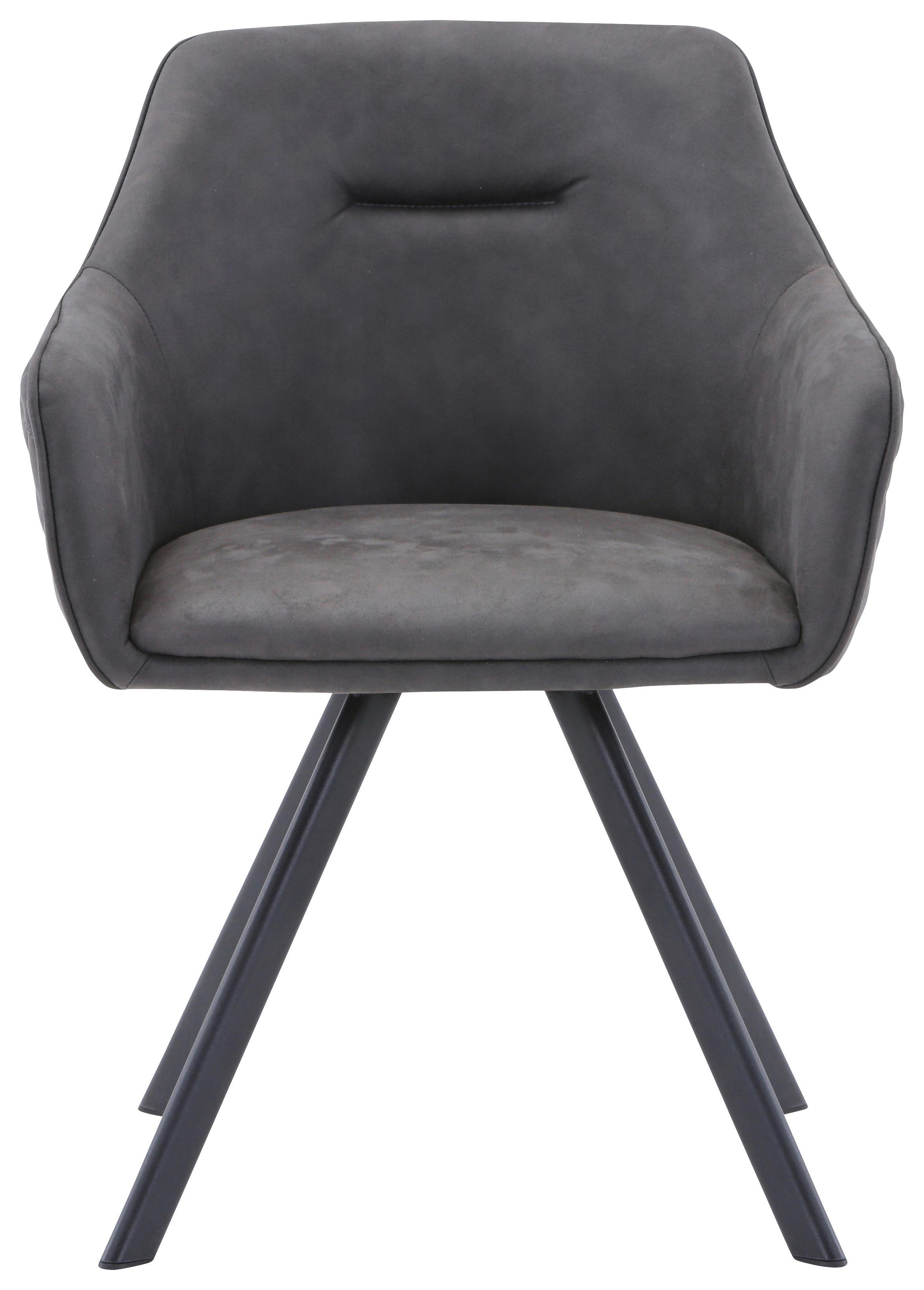 KRZESŁO Z PODŁOKIETNIKAMI MARKO - czarny/szarobrązowy, Design, metal/tkanina (59/80/60cm) - Hom`in