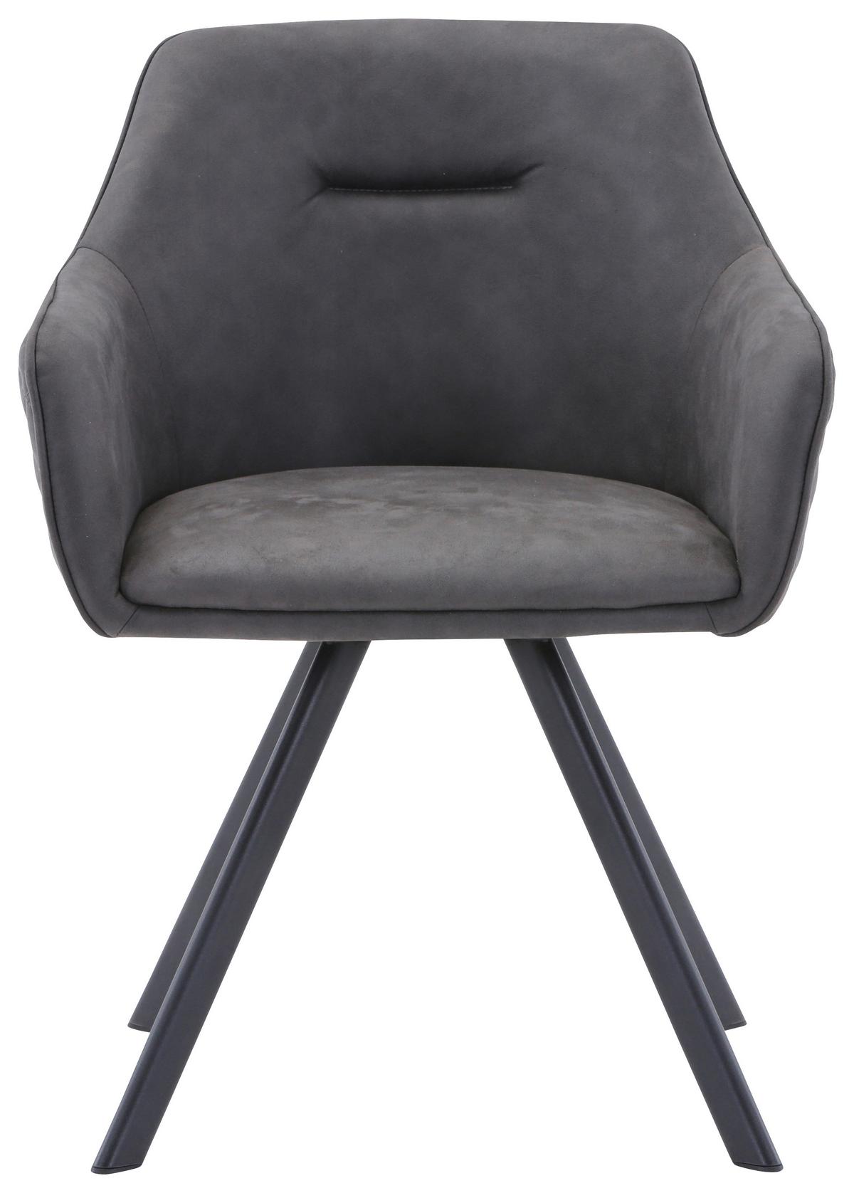 KRZESŁO Z PODŁOKIETNIKAMI MARKO - czarny/szarobrązowy, Design, metal/tkanina (59/80/60cm) - Hom`in