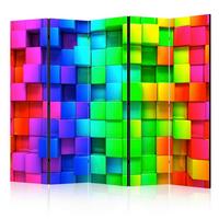 Paravan Colourful Cubes I, 5-Delni, Dvostranski - večbarvno, Basics, tekstil/les (225/172/3cm) - artgeist