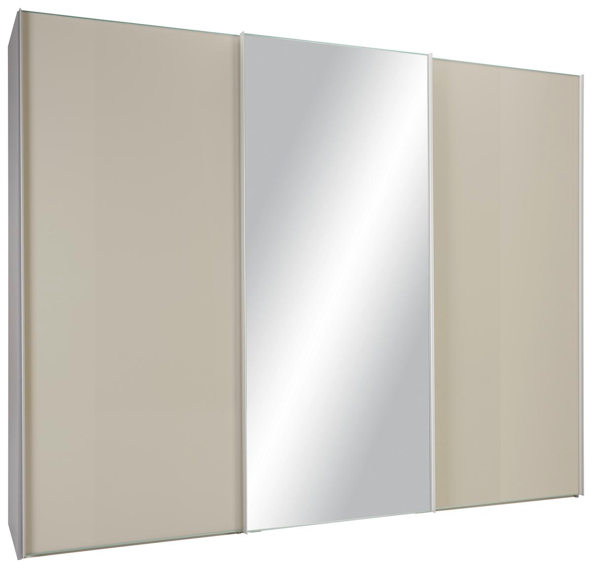 Omara Z Drsnimi Vrati Sonate, Svetlo Siva, Peščena, 280 Cm - barve aluminija/peščene barve, Moderno, kovina/steklo (280/222/68cm) - Premium Living