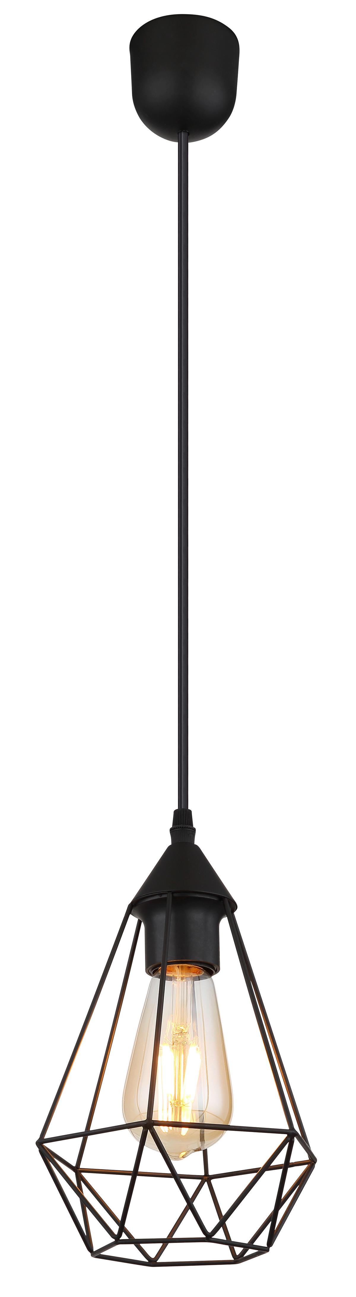 Hängeleuchte Zachary Schwarz max. 60 Watt - Schwarz, Design, Metall (17/120cm) - Globo