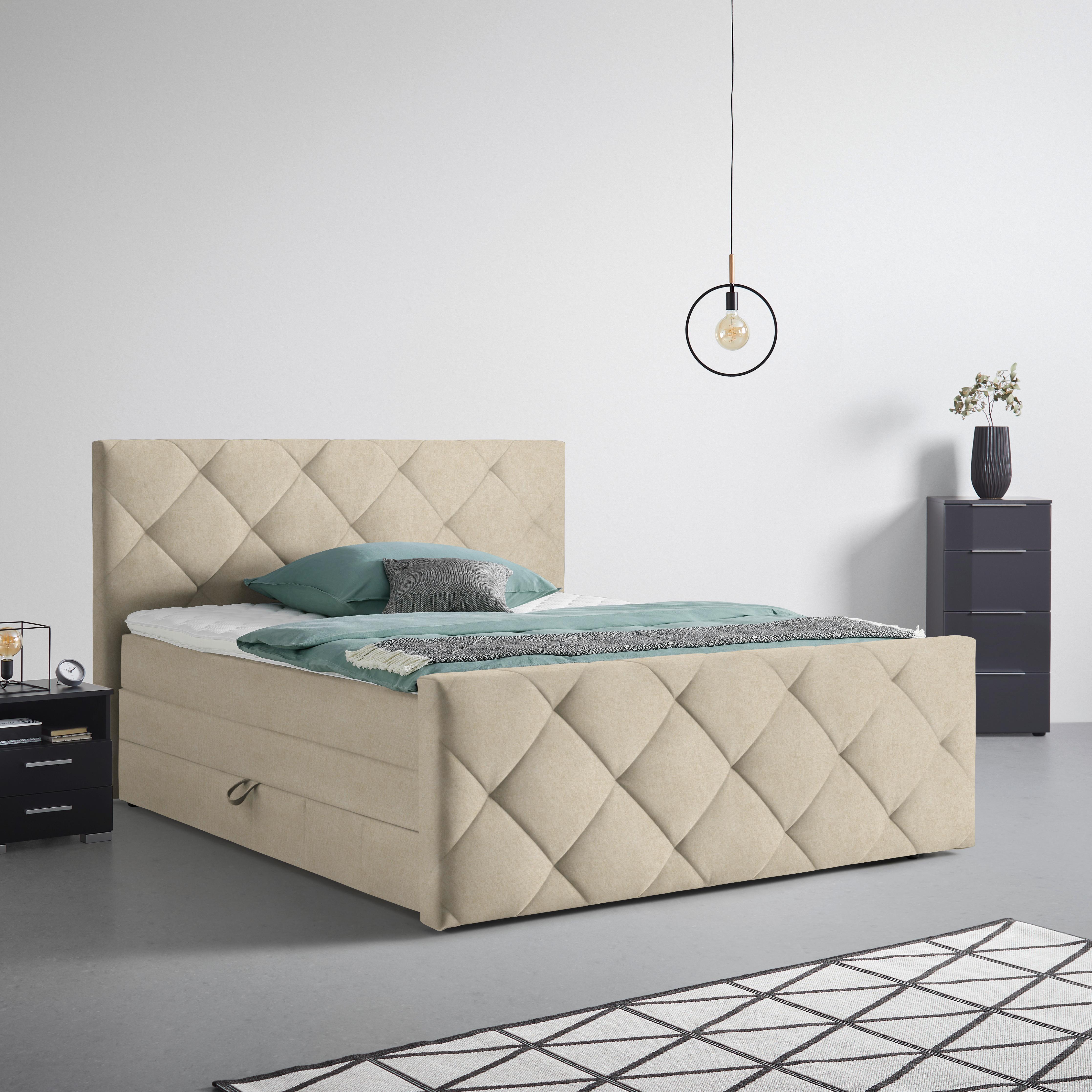 Boxspringbett Adele Sahara ca. 160x200cm - Sahara, KONVENTIONELL, Holz/Holzwerkstoff (160/200cm) - Mömax