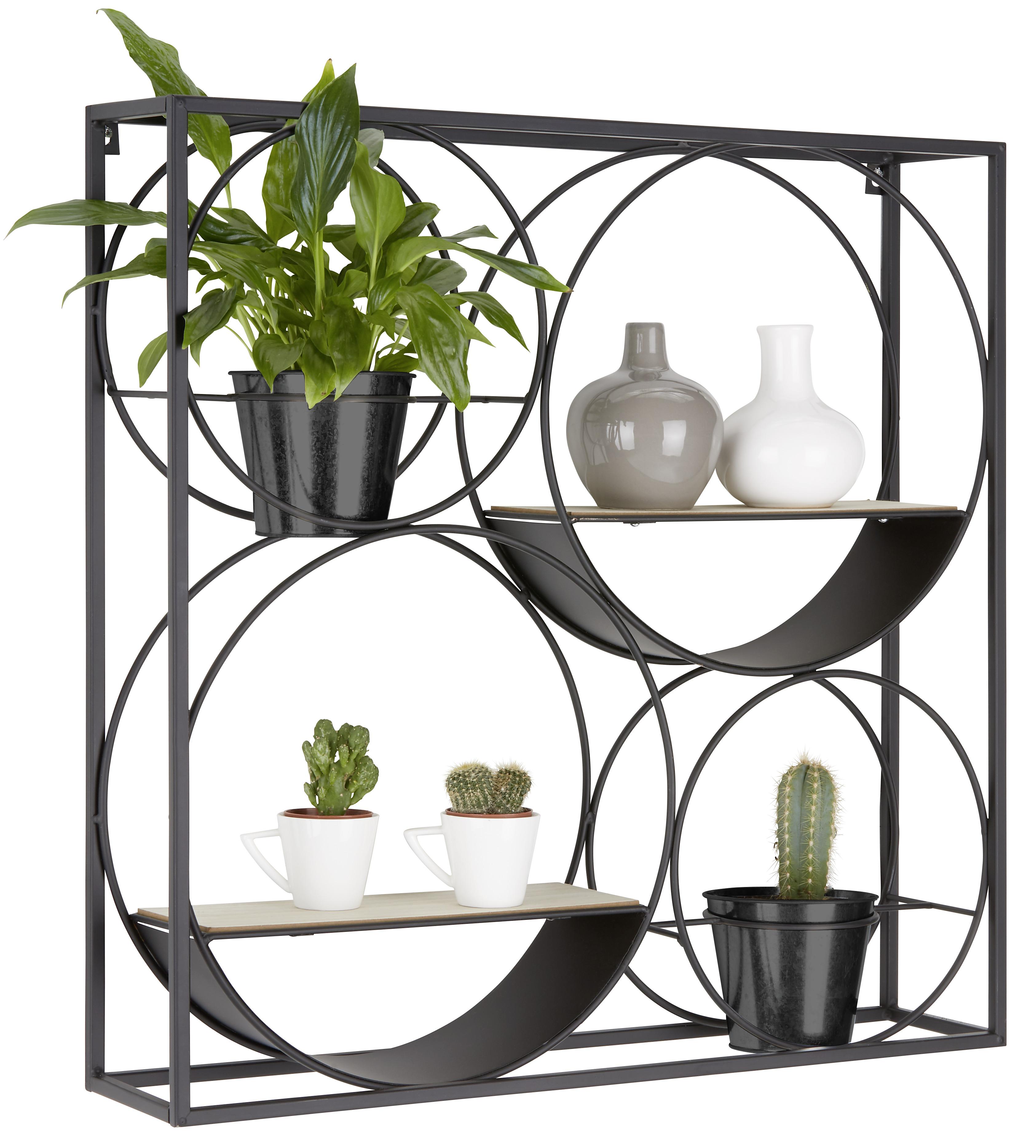 Wandregal in Schwarz/Naturfarben - Schwarz, Lifestyle, Holzwerkstoff/Metall (60/60/13cm) - Modern Living