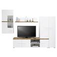 Wohnwand Weiß/Eichefarben - Klar/Chromfarben, MODERN, Glas/Holzwerkstoff (280/195/45cm) - MODERN LIVING