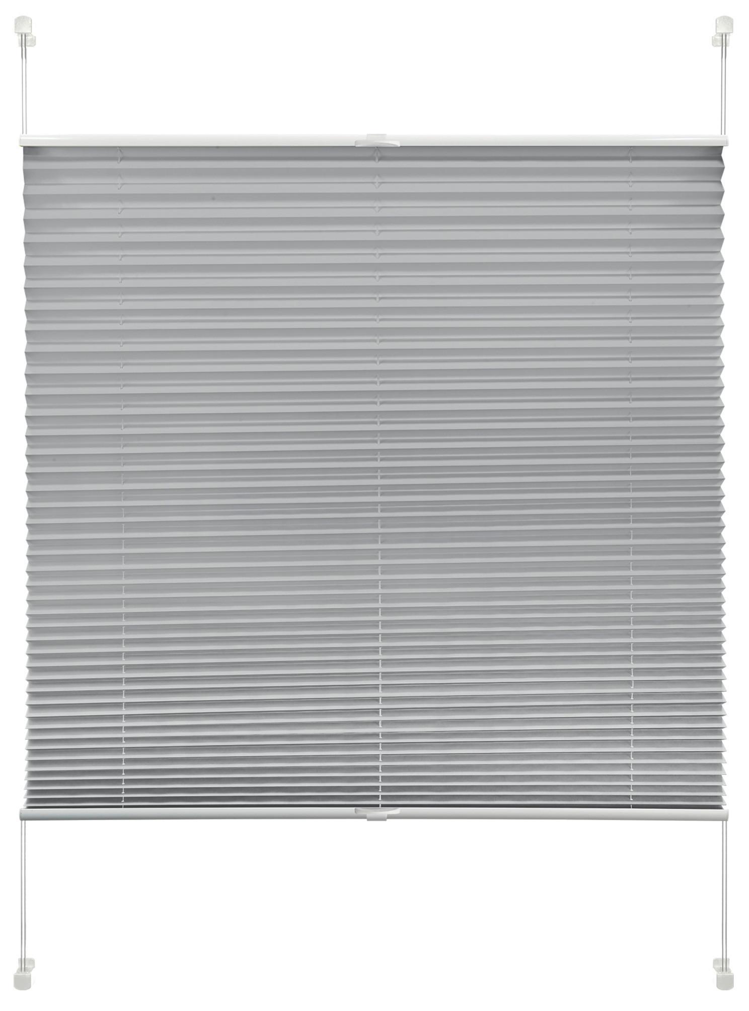 Plissee Solid Crash Silber ca. 50x130cm - Grau, Basics, Textil (50/130cm)
