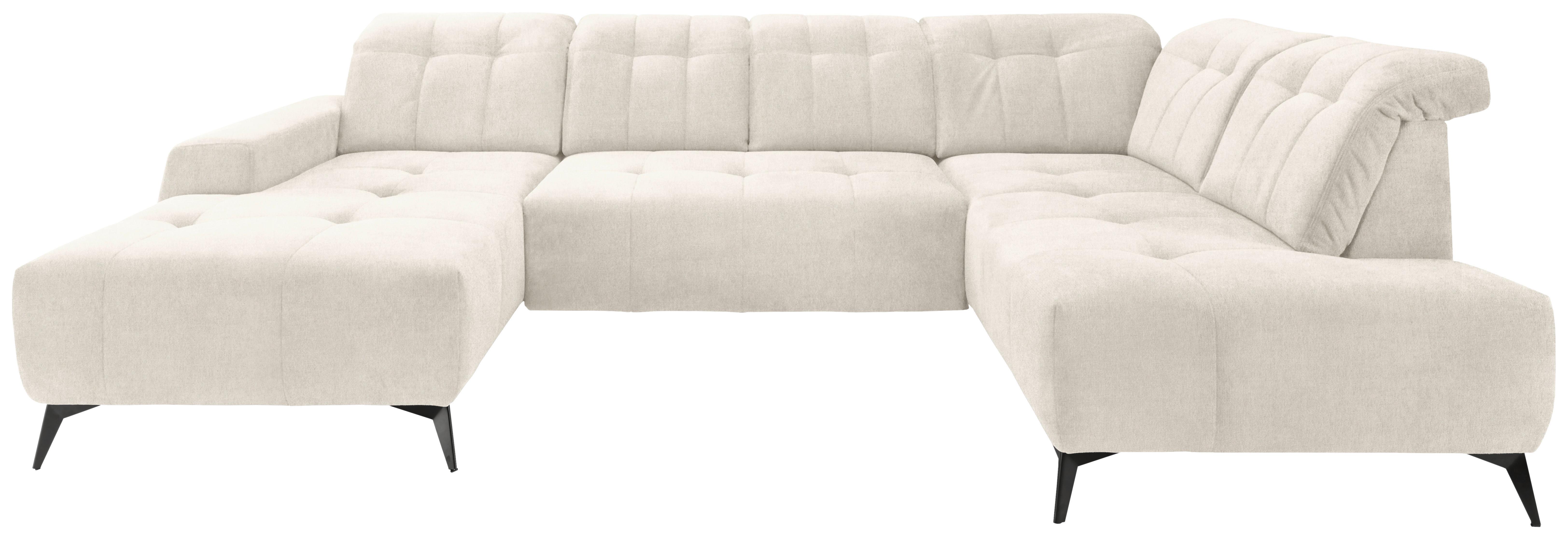 WOHNLANDSCHAFT SANO - Creme/Schwarz, MODERN, Textil/Metall (180/337/200cm) - Livetastic