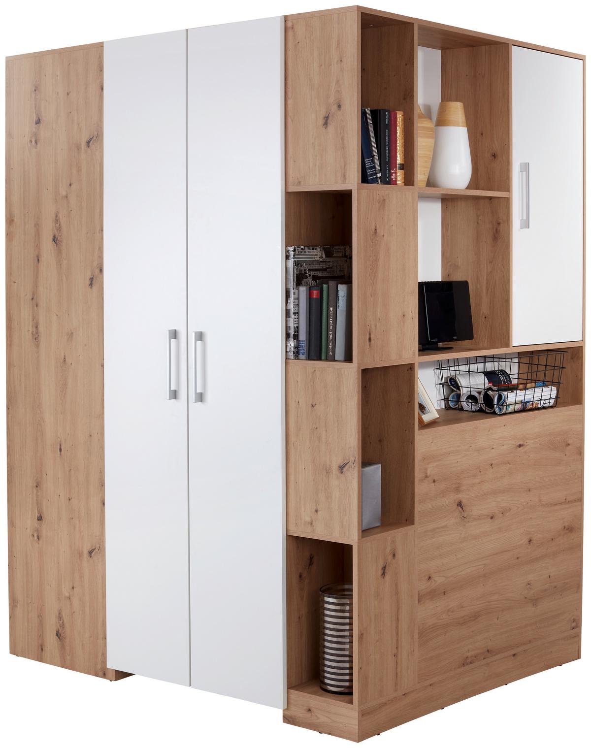 Ormar Kutni Box - bijela/hrast Artisan, Moderno, drvni materijal (150/205/120cm) - Modern Living