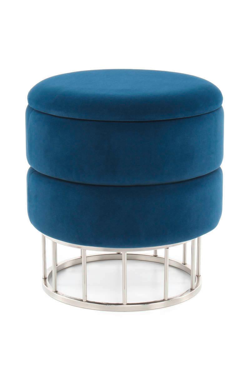 HOCKER Hocker in Blau mit Stauraum - Silberfarben/Dunkelblau, Basics, Holzwerkstoff/Kunststoff (37,5/41/37,5cm) - Kayoom