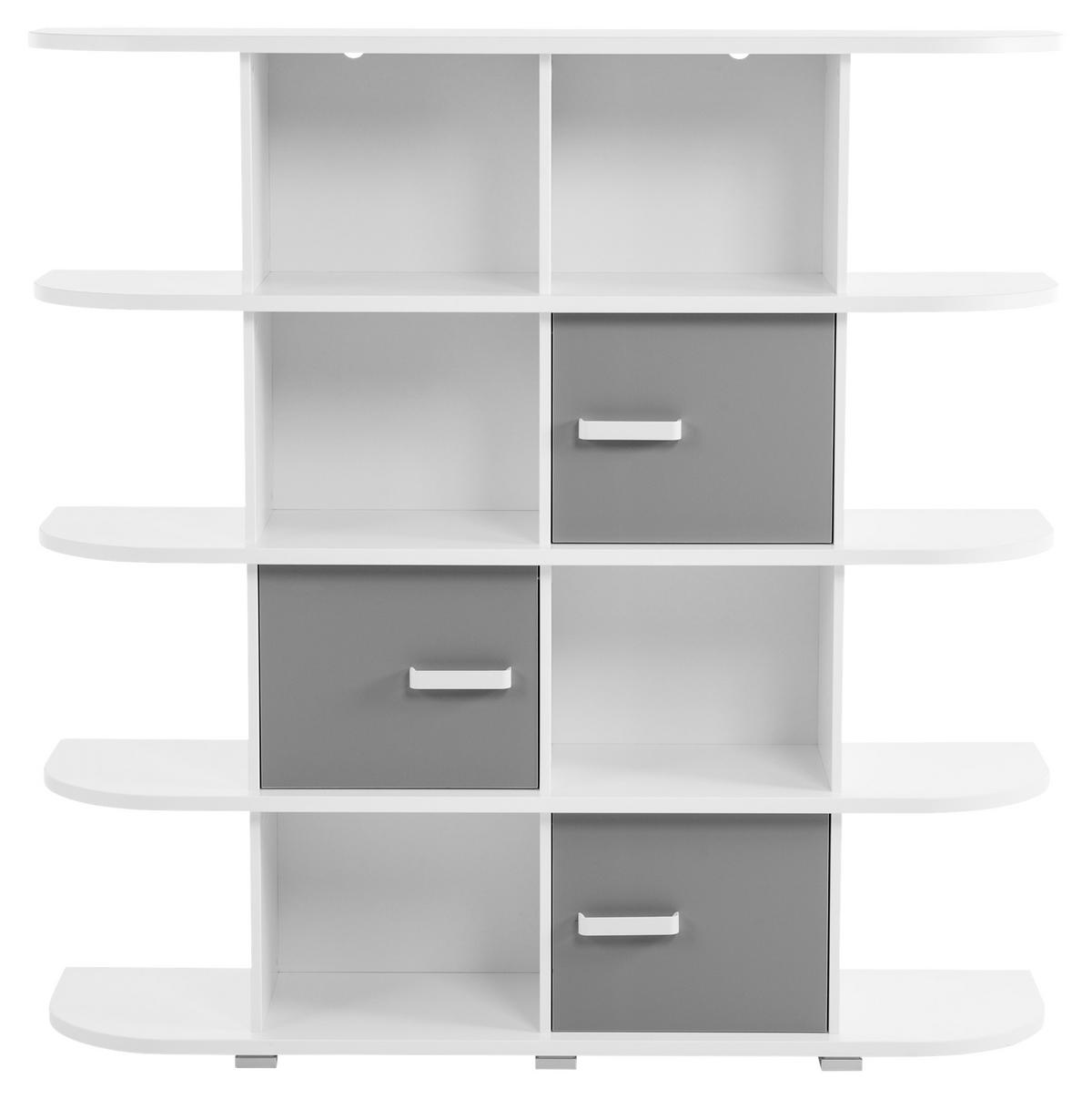 Regal in Grau/Weiss 'Yoris' - Weiss/Grau, Design, Holzwerkstoff/Kunststoff (141,6/141/38cm) - MID.YOU
