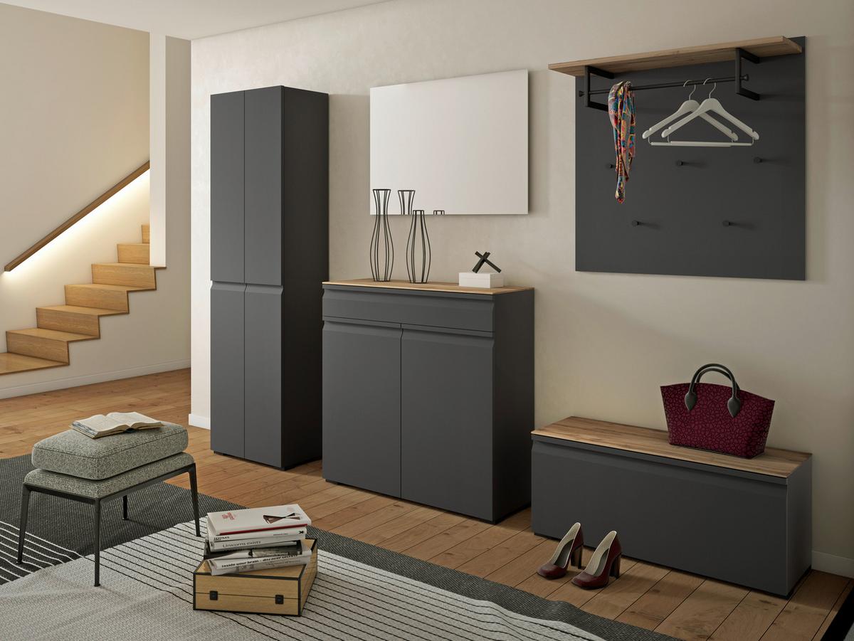 PANEL DO PRZEDPOKOJU MOON - kolor dębowy/antracytowy, Design, materiał drewnopochodny/metal (88/88/29cm) - Dieter Knoll