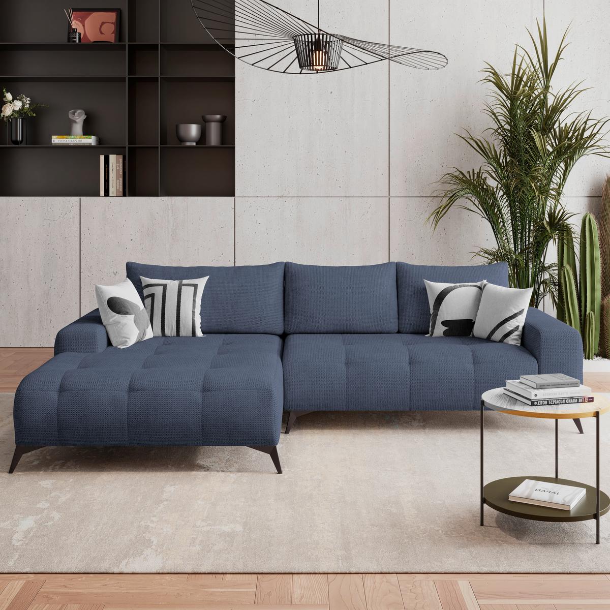 Kutna Garnitura Mauro - plava/crna, Trend, tekstil/metal (175/290cm) - Luca Bessoni