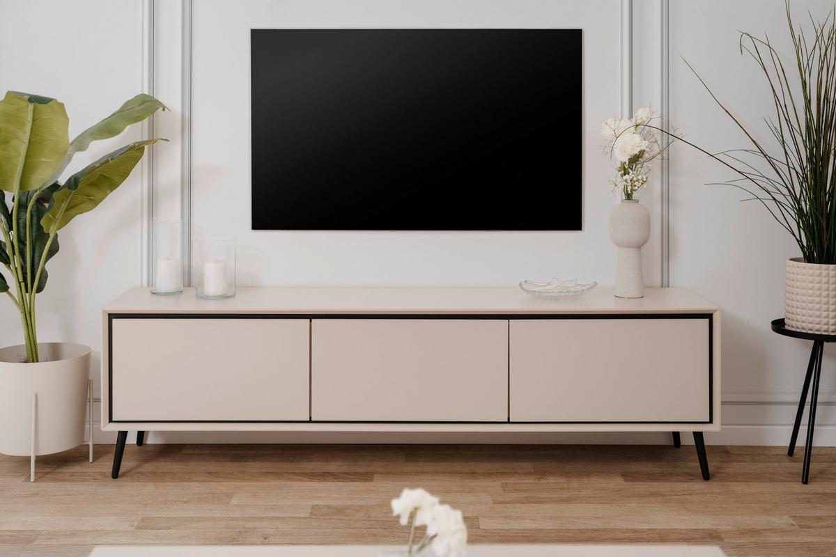 KOMODA NISKA ARONA - czarny/kolor piaskowy, Konventionell, materiał drewnopochodny/tworzywo sztuczne (175/50/38cm) - Livetastic