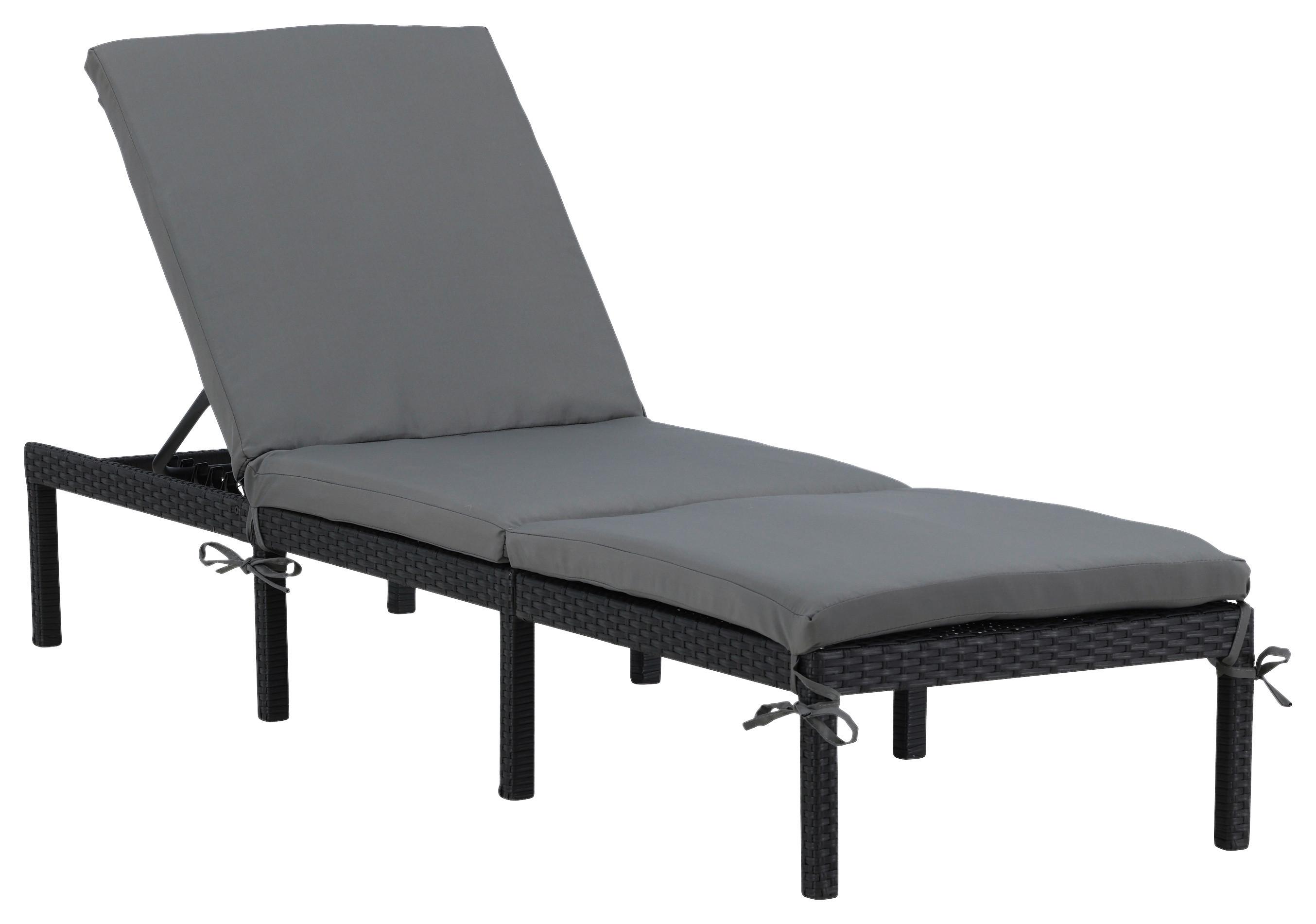 Sonnenliege Bilbao ca. 59x84x198 cm Schwarz - Schwarz, KONVENTIONELL, Kunststoff (59/84/198cm) - Gardenson