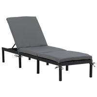 Sonnenliege Bilbao ca. 59x84x198 cm Schwarz - Schwarz, KONVENTIONELL, Kunststoff (59/84/198cm) - Gardenson