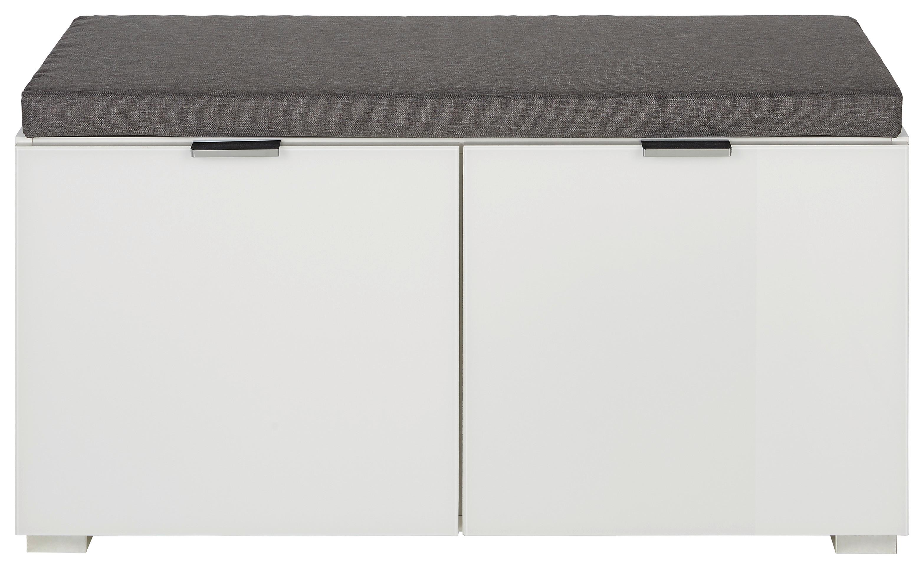 Klop Q-Bic, Bela, Siva - barve kroma, Moderno, steklo/leseni material (85/48/37cm) - Premium Living