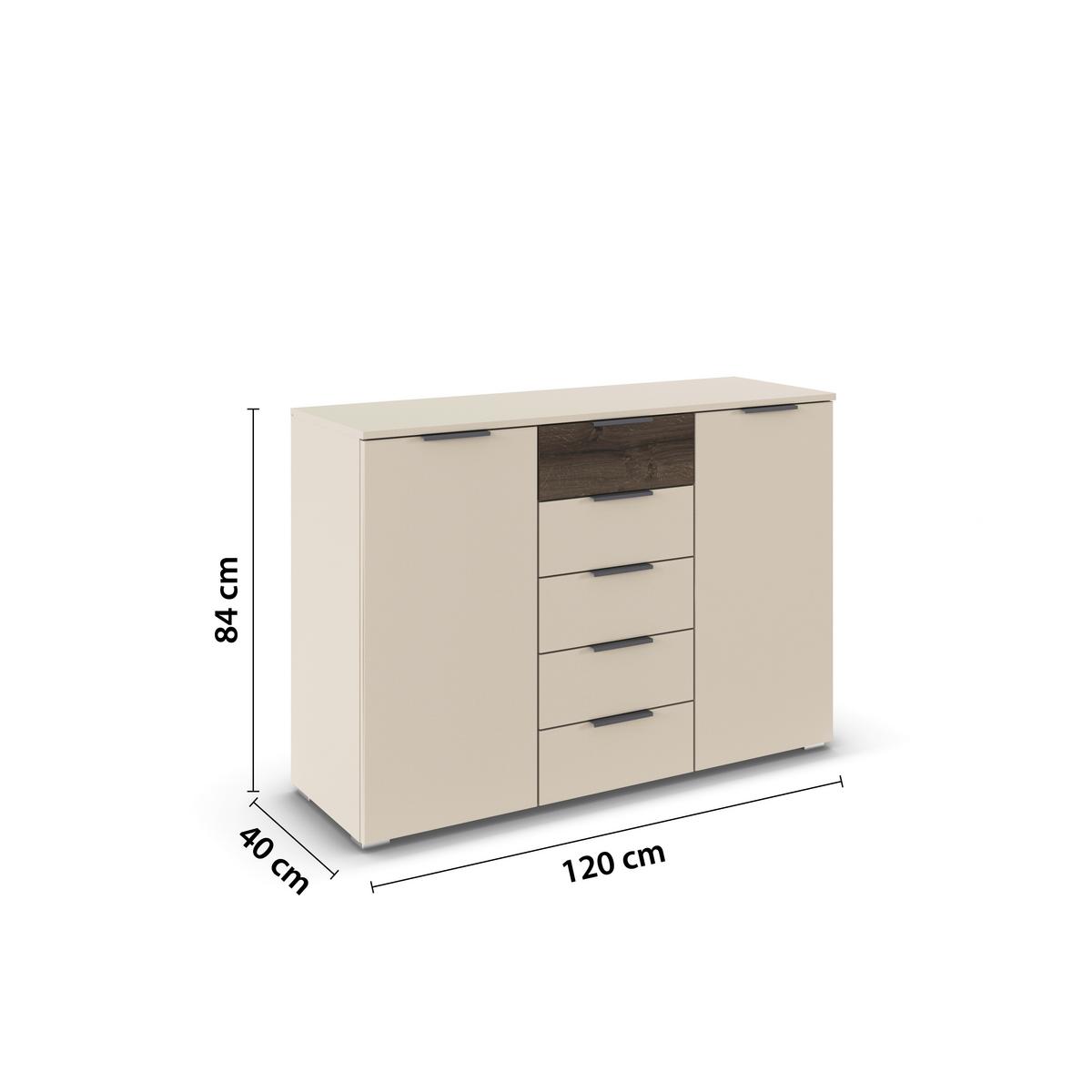 COMODA SAJO - șampanie, Trend, material pe bază de lemn (120/84/40cm) - Premium Living