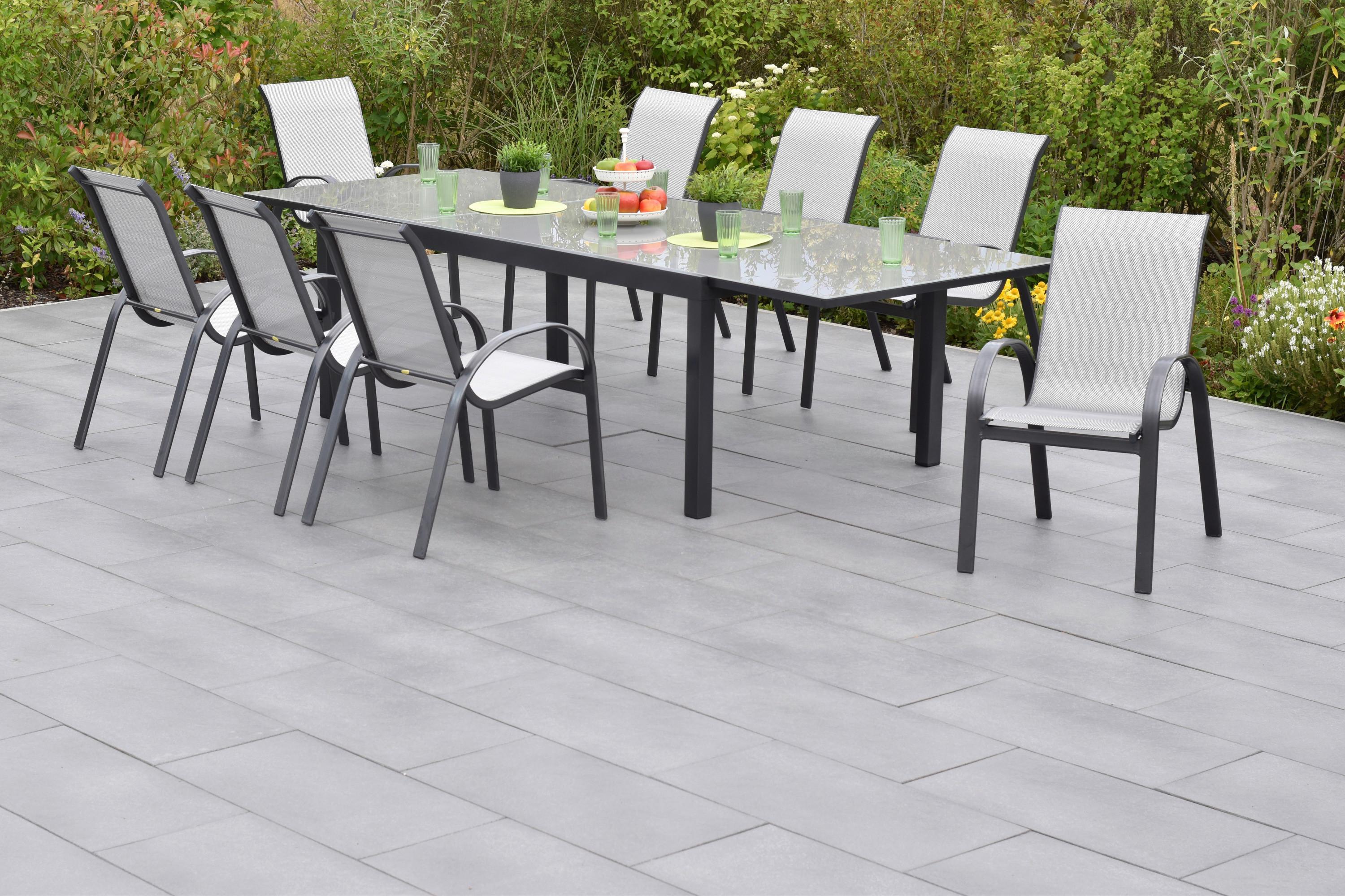 GARTENSET AMALFI - Graphitfarben/Braun, MODERN, Textil/Metall - Gardenson