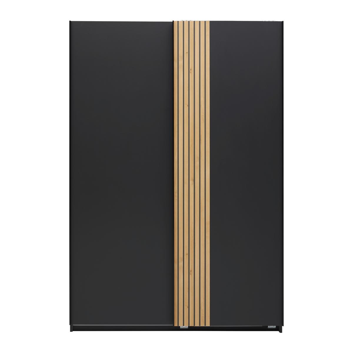 Schwebetürenschrank Sila in Graphitfarben/Eiche Artisan - Schwarz/Graphitfarben, Konventionell, Holzwerkstoff/Metall (135/198/65cm) - Mömax