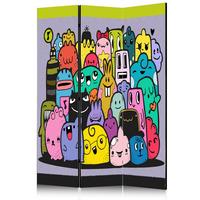 Paravan Monsters, 3-Delni, Dvostranski - večbarvno, Basics, tekstil/les (135/172/3cm) - artgeist