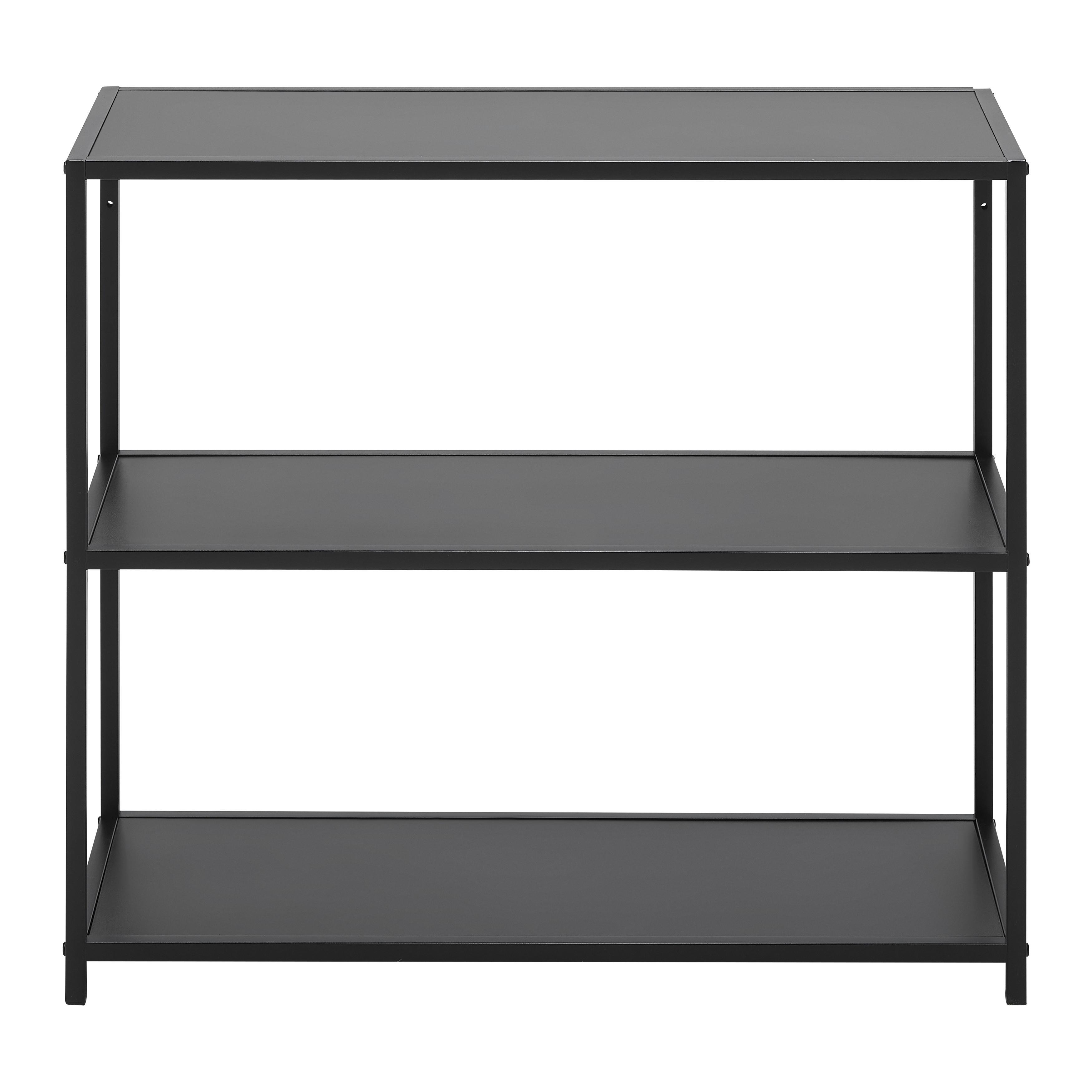 HYLLA BASTIAN II -BASED/SB- - svart, Modern, metall/trämaterial (77/68/30cm) - Based