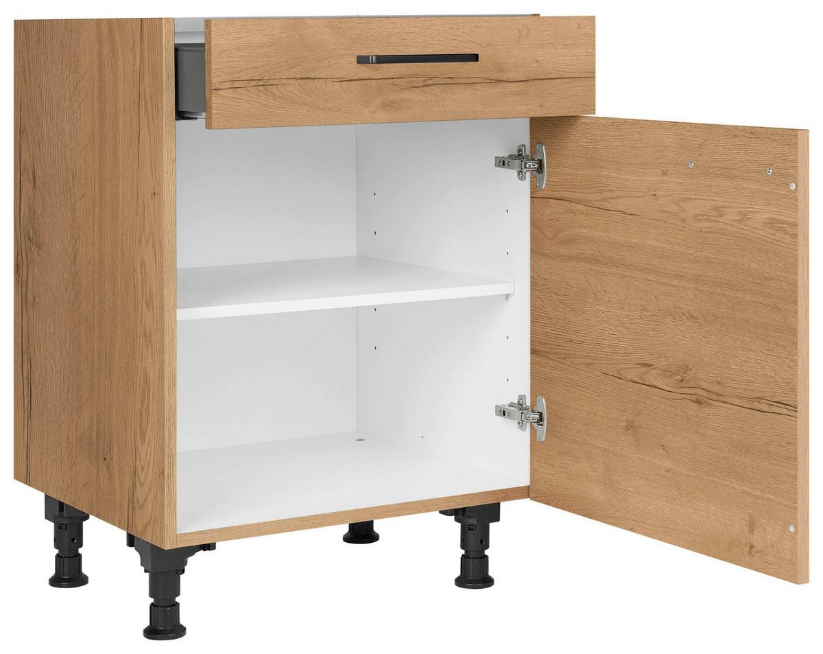 Schubkastenunterschrank Structura Eiche - Eichefarben/Schwarz, MODERN, Holzwerkstoff/Metall (60/87/56cm) - Nobilia
