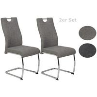 Schwingstuhl Alina Grau 2er-Set - Chromfarben/Grau, MODERN, Textil/Metall (43/98/59cm) - MID.YOU