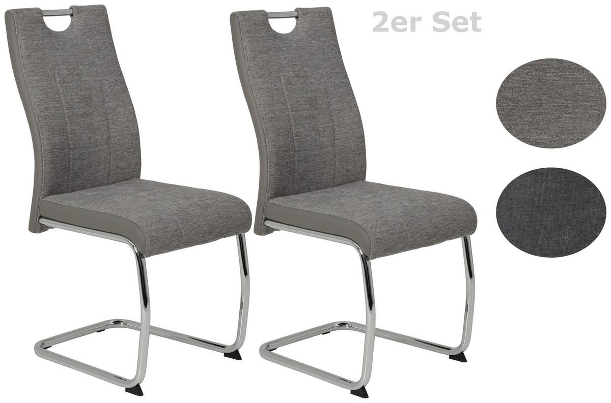 Schwingstuhl Alina Grau 2er-Set - Chromfarben/Grau, MODERN, Textil/Metall (43/98/59cm) - MID.YOU