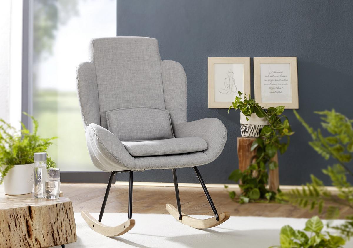 SCHAUKELSESSEL ROCKY - Eichefarben/Grau, Design, Holz/Textil (75/110/88,5cm) - MID.YOU