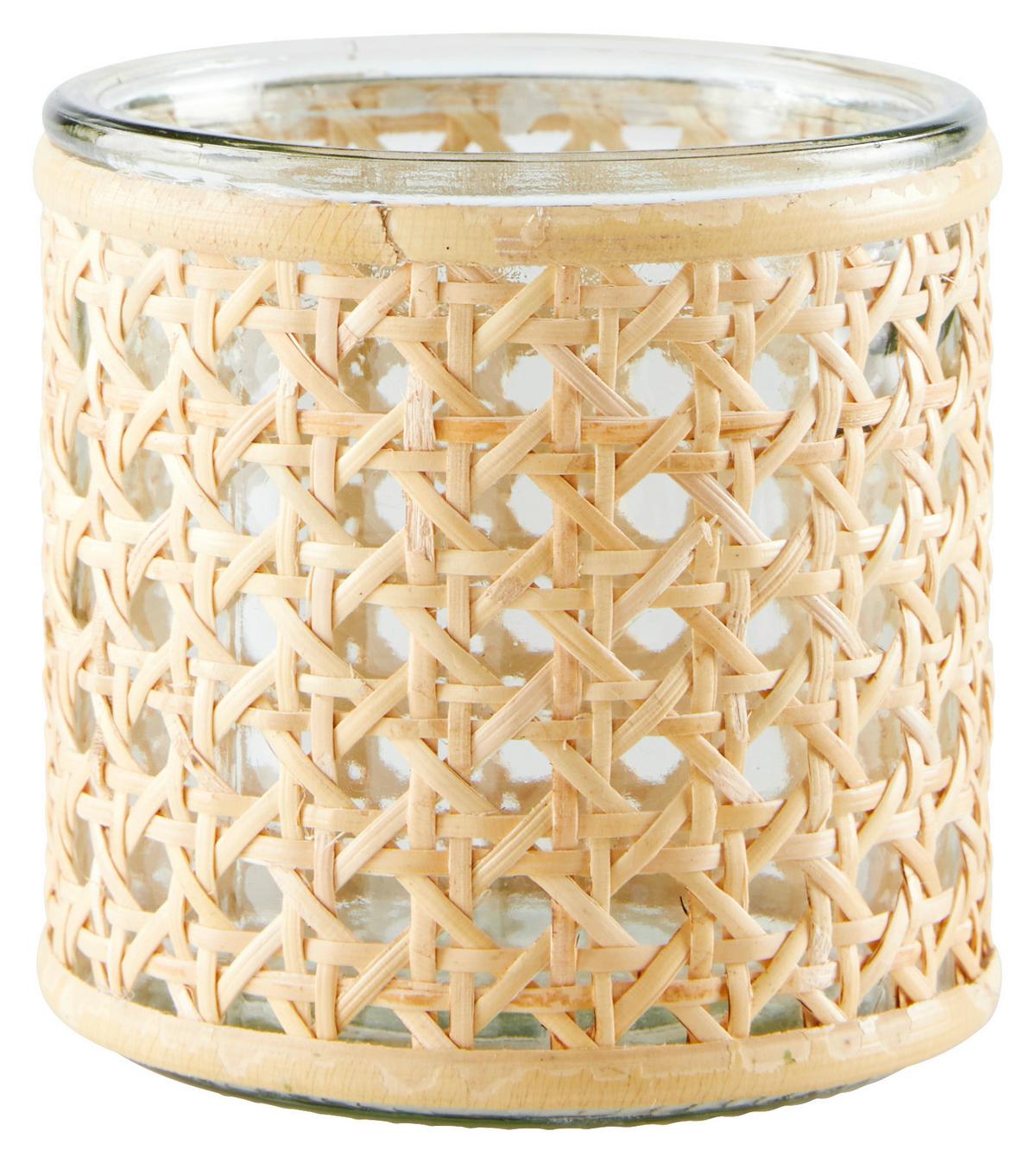 Suport de lumânare antivânt Wien I -Paz - străveziu/culoare natur, Basics, sticlă/materiale naturale (10cm) - Modern Living