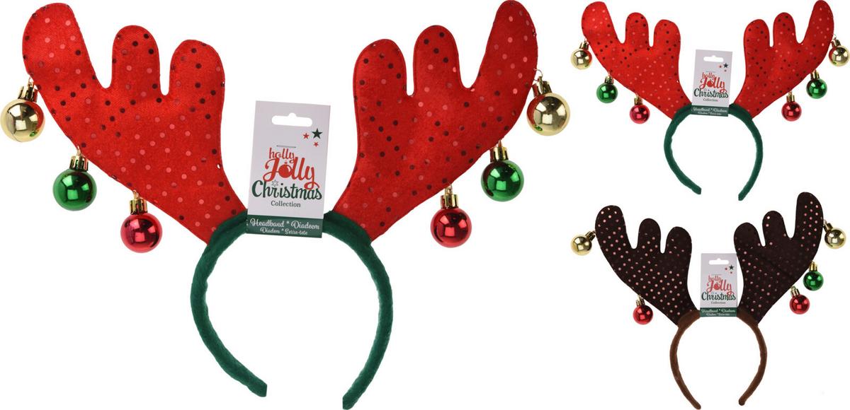 Dekor Hajpánt Reindeer - barna/piros, műanyag/textil (38cm)