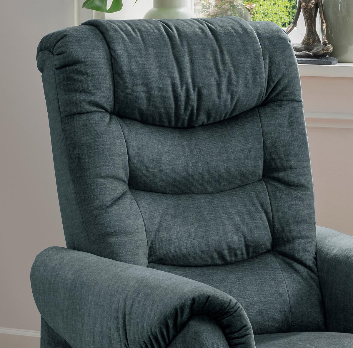 Fernsehsessel Nino Dunkelblau Velours - Schwarz/Braun, Design, Kunststoff/Textil (76/106/94cm) - Livetastic