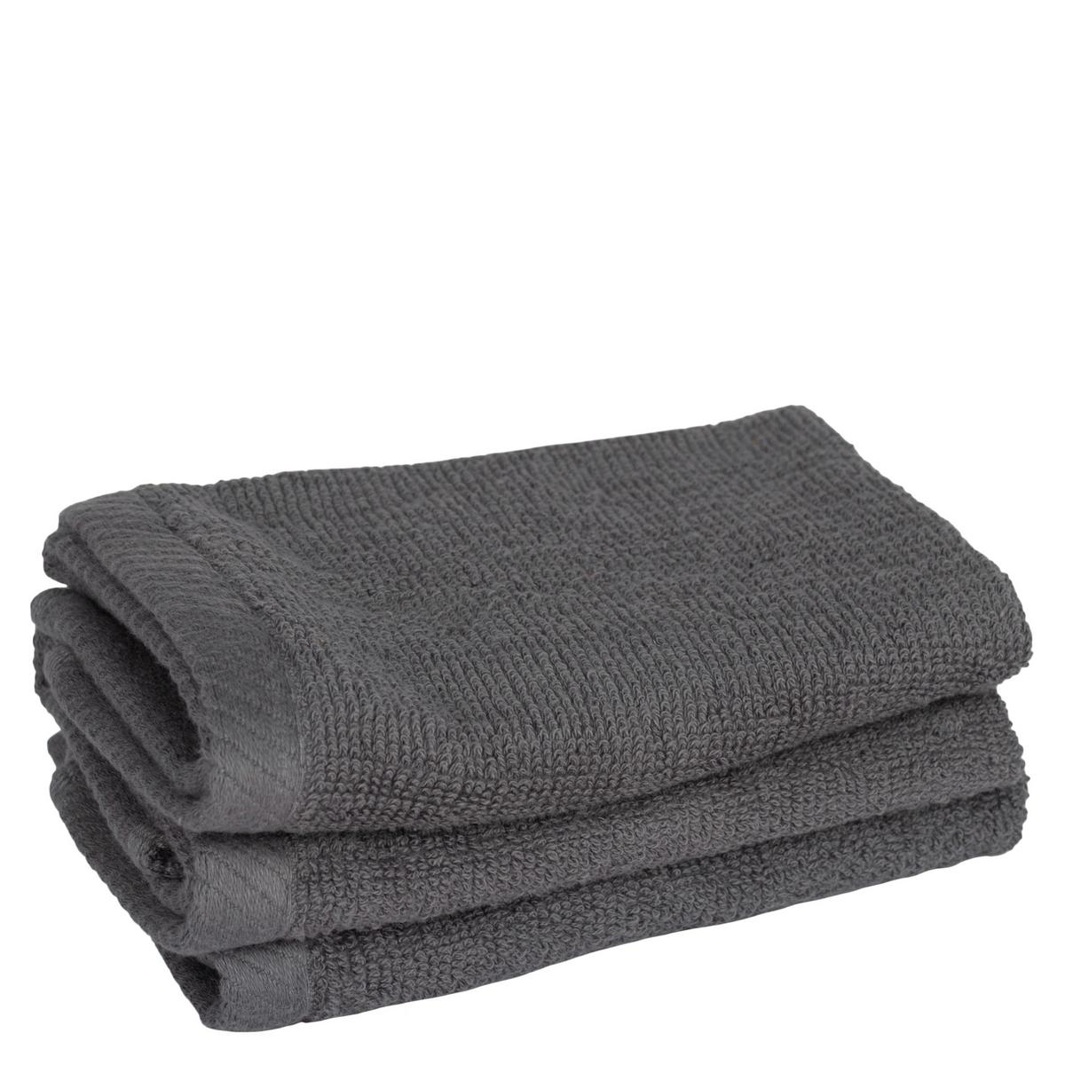 ZESTAW RĘCZNIKÓW DO TWARZY TIAGO 3-CZĘŚCIOWY - antracytowy, Basics, tkanina (30/30cm) - Zoeppritz