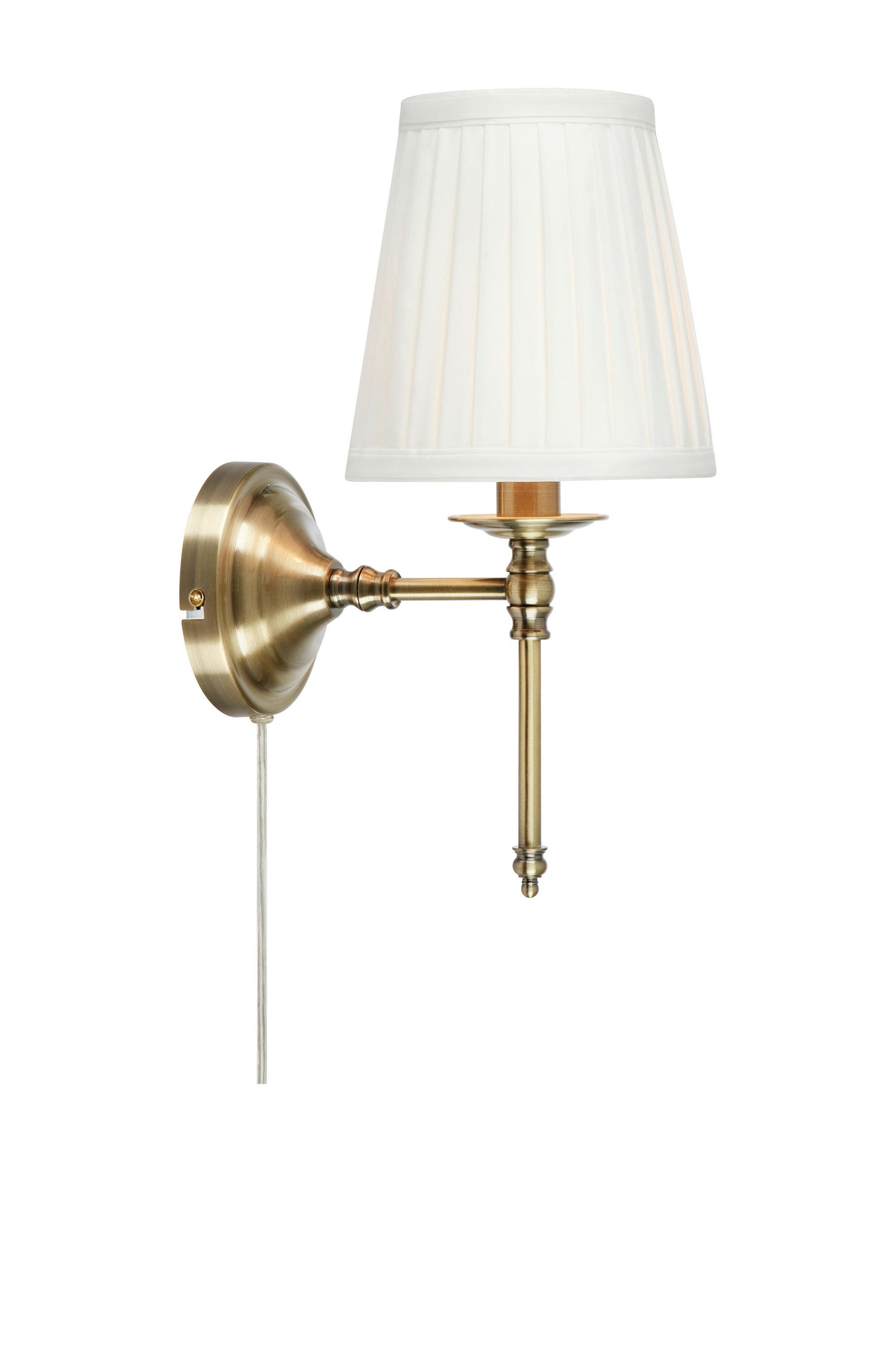 Wandleuchte Markslöjd Manor Weiß/Messing max. 40 Watt - Messingfarben/Weiß, Design, Textil/Metall (26/18/40cm) - Markslöjd