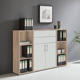 Aktenschrank Office Edition Sw Set 13 Weiß/Sonoma Eiche - Weiß/Sonoma Eiche, MODERN, Holzwerkstoff (172,6/113,6/33cm) - MID.YOU