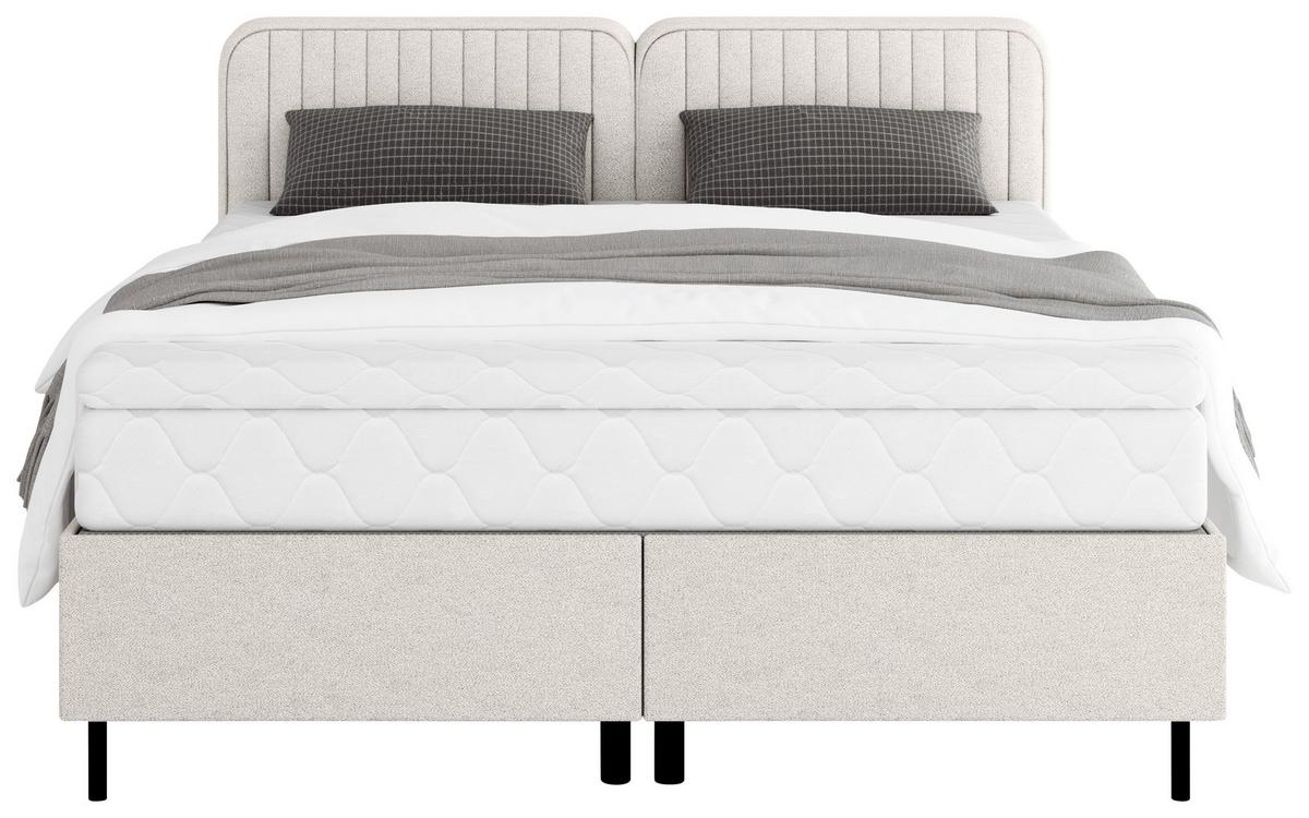 Boxbett Livetto Hellgrau ca. 140x200cm - Hellgrau/Schwarz, KONVENTIONELL, Holzwerkstoff/Textil (140/200cm) - Mömax