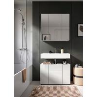 Badezimmer Vira 2-tlg. ca. 82 cm Weiß - Weiß Hochglanz/Schwarz, MODERN, Holzwerkstoff/Kunststoff (82cm) - MID.YOU