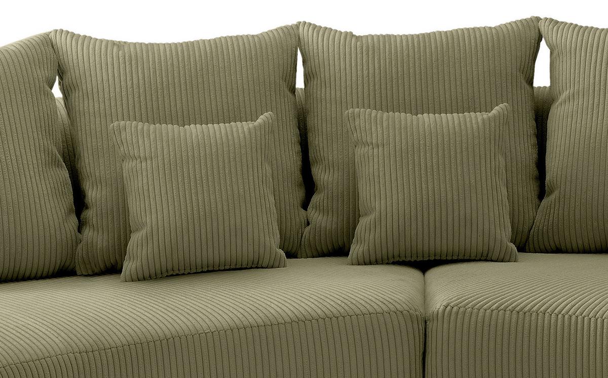 Wohnlandschaft Limoncello m. Hocker ca. 300x160cm Olivgrün - Schwarz/Olivgrün, Design, Kunststoff/Textil (300/160cm) - Livetastic