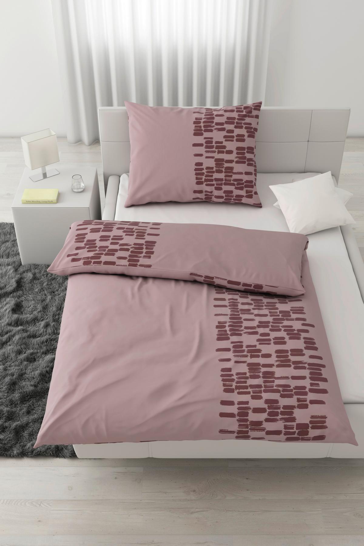 BETTWÄSCHESET BRUSH STROKES - Rosa, Textil (160/210cm) - Modern Living