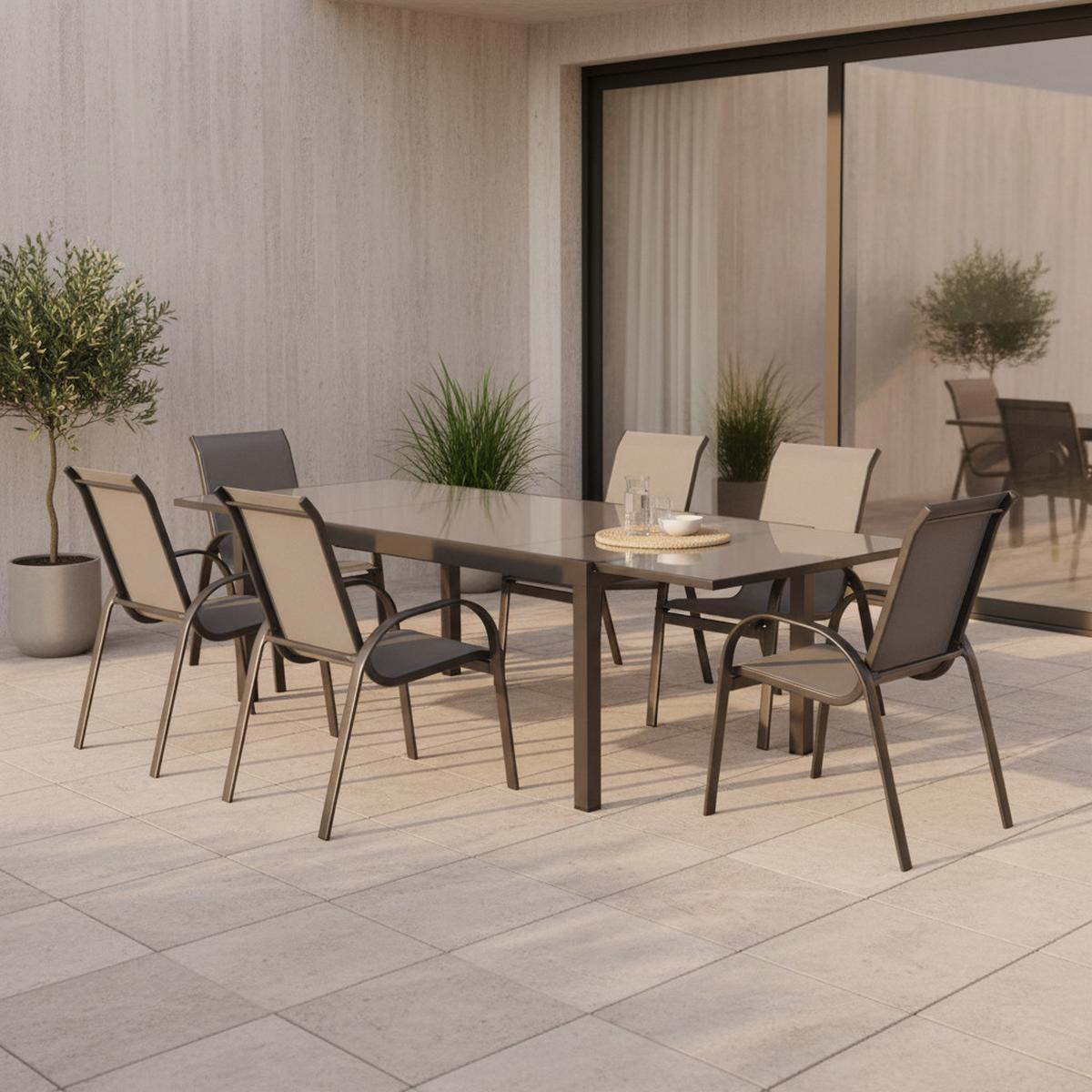 GARTENSET AMALFI - Graphitfarben/Grau, MODERN, Textil/Metall - Gardenson