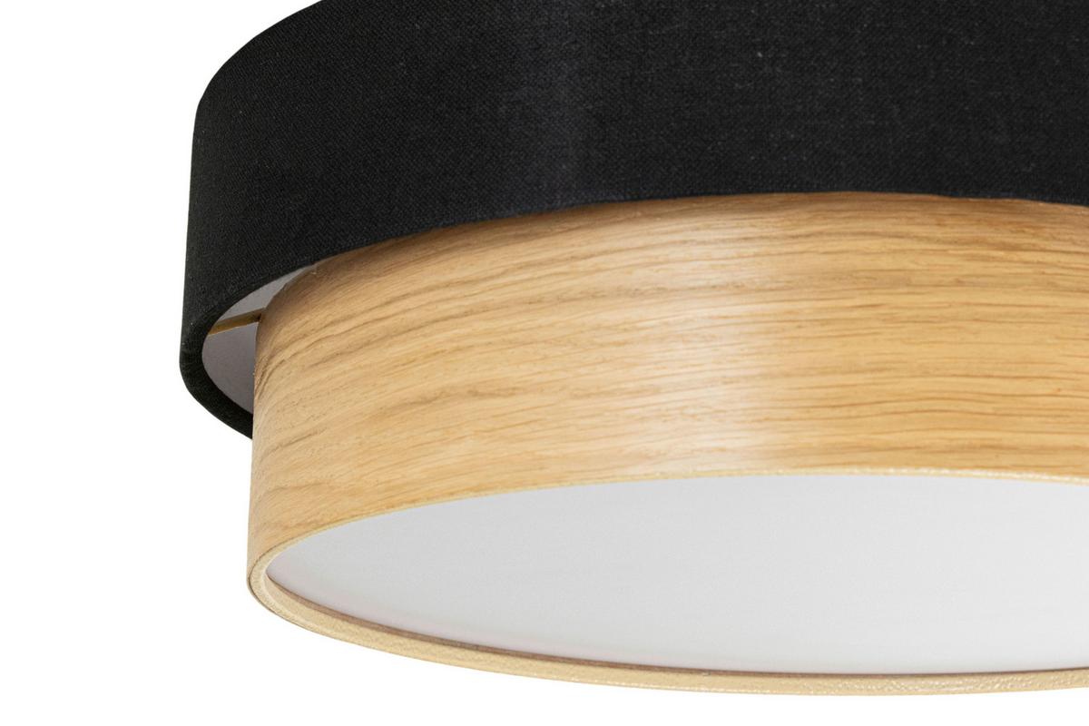 LAMPA SUFITOWA IRINA - kolor dębowy/czarny, Design, tworzywo sztuczne/metal (37/14cm) - Novel
