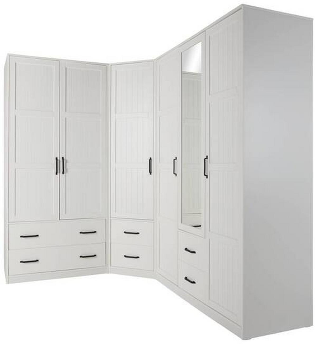 Drehtürenschrank aus Kiefer teilmassiv in Weiss - Weiss/Schwarz, Romantik / Landhaus, Holz/Kunststoff (100/220/60cm) - Mömax