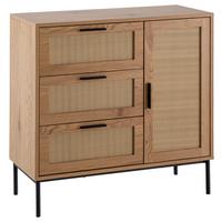 COMMODE WL6.877 - couleur de chêne/noir, Design, métal/matériau de bois (80/82/36cm) - MID.YOU