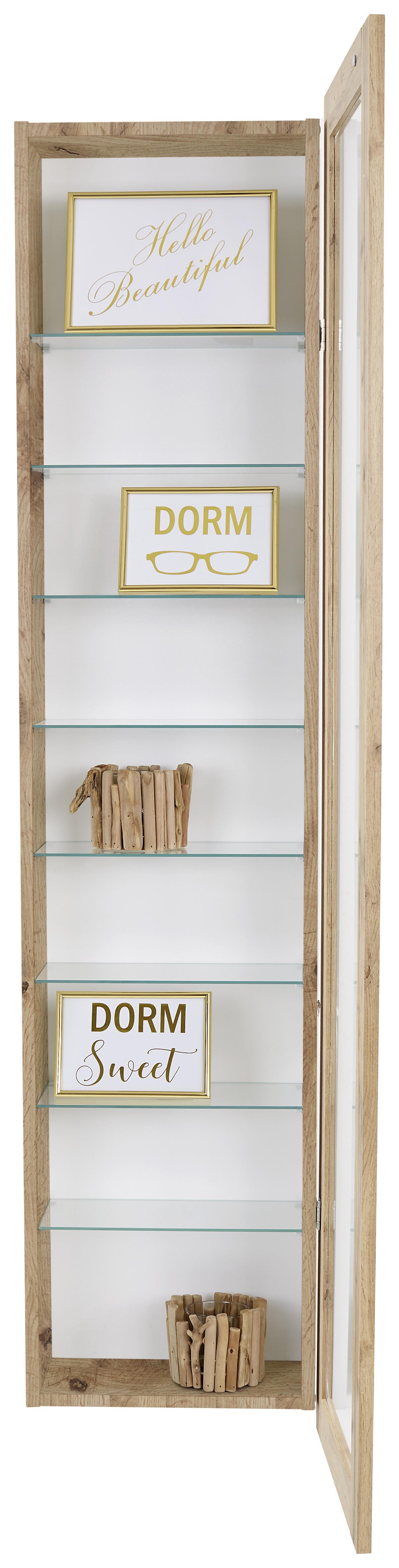 Falivitrin Tölgy-fehér Szín Boni - tölgyfa színű/fehér, Modern, faalapú anyag/Üveg (42/168,5/17cm)