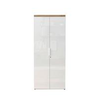 Schrank Easy Office Eichefarben/Weiß Hochglanz - Weiß Hochglanz/Eichefarben, MODERN, Holzwerkstoff/Metall (81/193/34cm) - Mömax