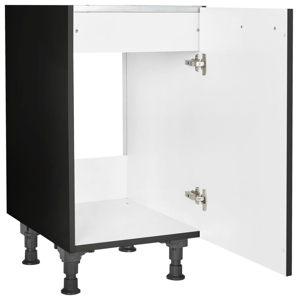 Spülenunterschrank Touch Schwarz - Edelstahlfarben/Schwarz, MODERN, Holzwerkstoff/Metall (45/87/56cm) - Nobilia