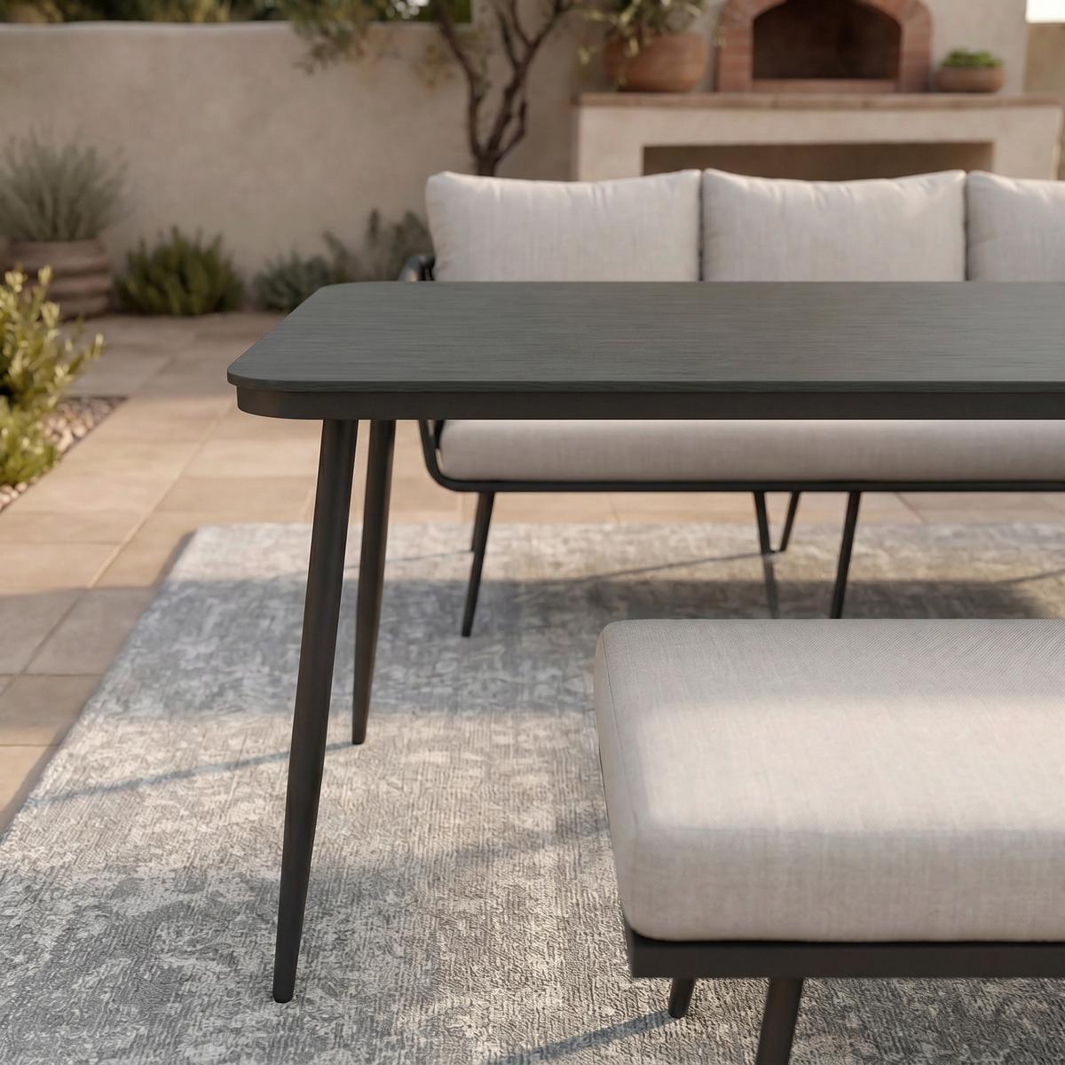 Dining-loungeset Camea - Dunkelgrau/Hellgrau, Modern, Kunststoff/Textil - Bessagi Garden