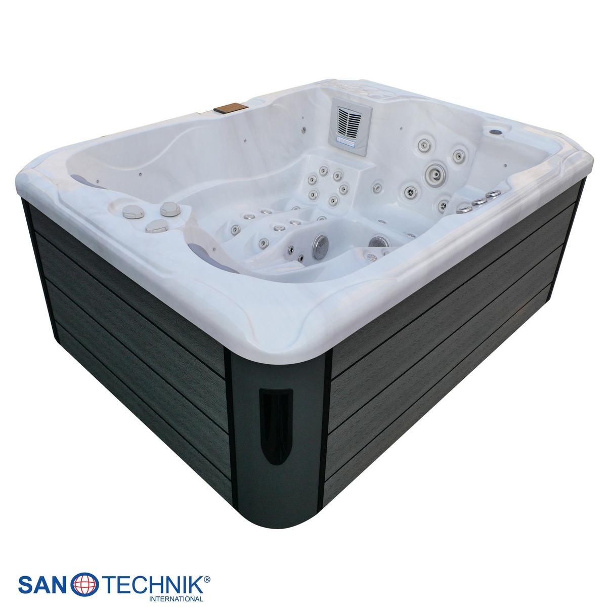 Whirlpool Capri Grauweiß ca. 210x160x90cm - Grauweiß, KONVENTIONELL, Kunststoff (210/160/90cm) - Sanotechnik
