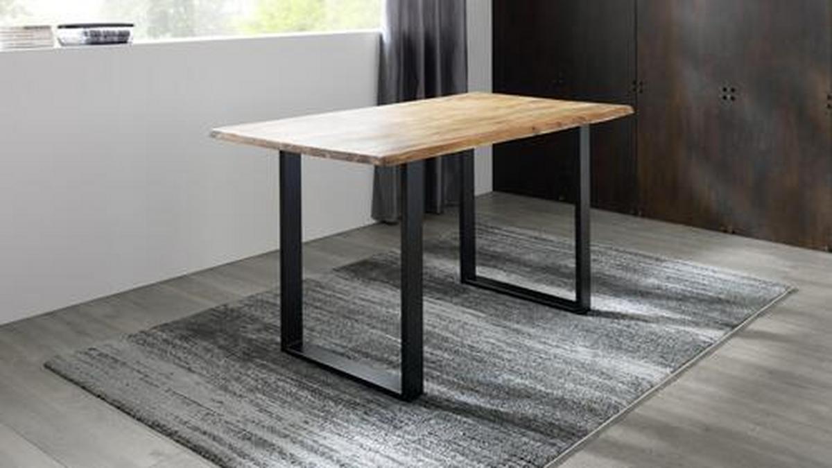 Étkezőasztal Runner - akácia színű/fekete, Natur, fa/fém (200/100/76cm) - MID.YOU